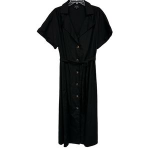 Bardot cotton belted shirt dress Size 10Tall short sleeve Vneck button front